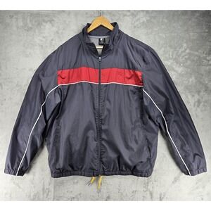 Vintage Starter Men's Track Jacket X-Large Blue Red Stripe Windbreaker Full Zip